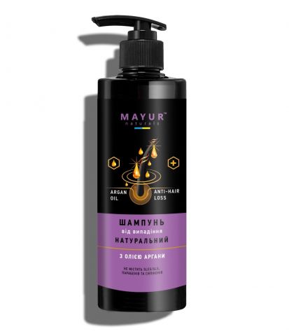 Шампунь от выпадения с арганой натуральный 500 мл Mayur Argan Oil Anti-Hair Loss Shampoo 500ml - фото 1