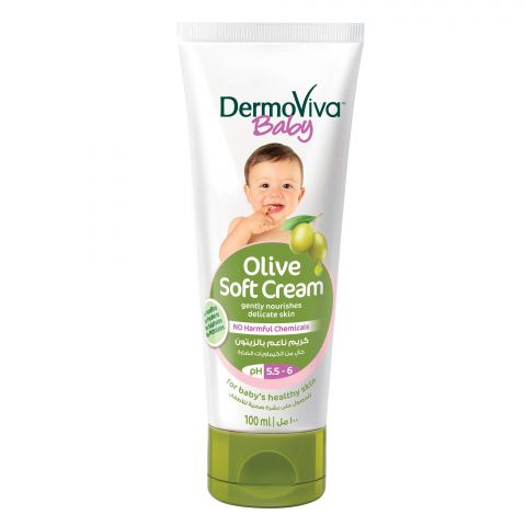 Крем дитячий помʼякшуючий з оливковою олією 100 мл Dabur DermoViva Baby Olive Soft Cream - фото 1