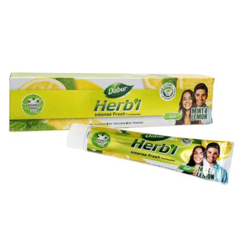 Зубная паста Свежий гель Мята Лимон 150 г Dabur Herb'l Intense Fresh Gel Toothpaste Mint and Lemon 150 g - фото 1