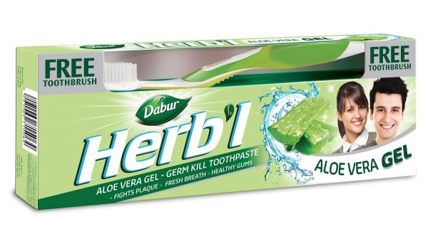Зубна паста-гель Алое Вера 150 г + щітка Dabur Herb'l Toothpaste Aloe Vera Gel - фото 1