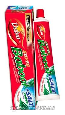 Зубна паста Супер Бабул з сіллю 100 г + щeтка Dabur Super Babool Toothpaste - фото 1