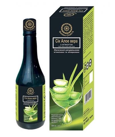 Сік Алое Вера з м'якоттю 500 мл Golden Chakra Aloe Vera Juice with Pulp - фото 1