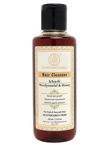 Шампунь бессульфатний Сандал і Мед 210 мл Khadi Natural Woody Sandal & Honey Hair Cleanser SLS/Paraben Free - фото 1