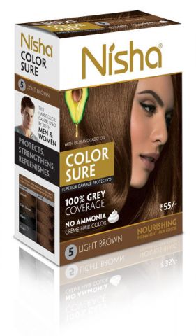 Крем-фарба для волосся безаміачна, 5.0 - світло-коричнева 40 мл Nisha Color Sure Hair Color Light Brown - фото 1