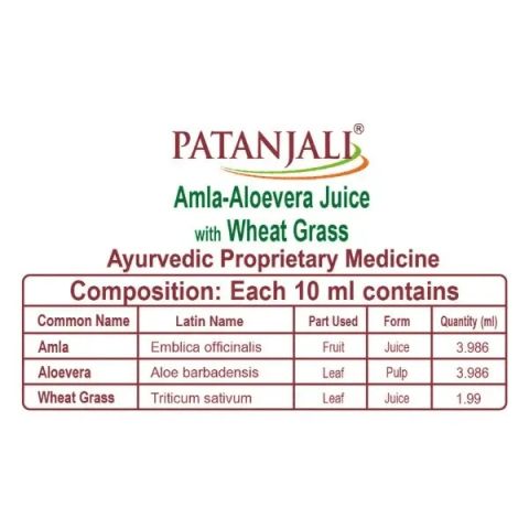 Сік Амла-Алое Вера з паростками пшениці 500 мл Patanjali Amla-Aloevera With Wheatgrass Juice - фото 2