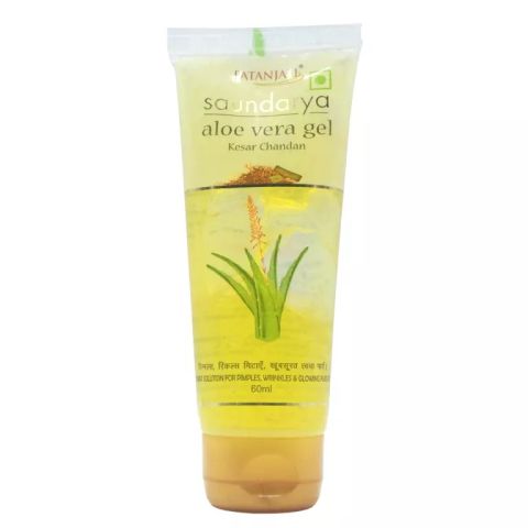 Гель Алое Вера Саундарья з шафраном і сандалом 60 мл Patanjali Saundarya Aloe Vera Gel Kesar Chandan 60 ml - фото 1