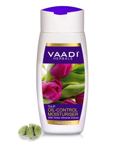 Лосьйон зволожуючий Тюльпан з екстрактом зеленого мигдалю 110 мл Vaadi Herbals Tulip Oil-Control Moisturizer with Green Almond Extracts - фото 1